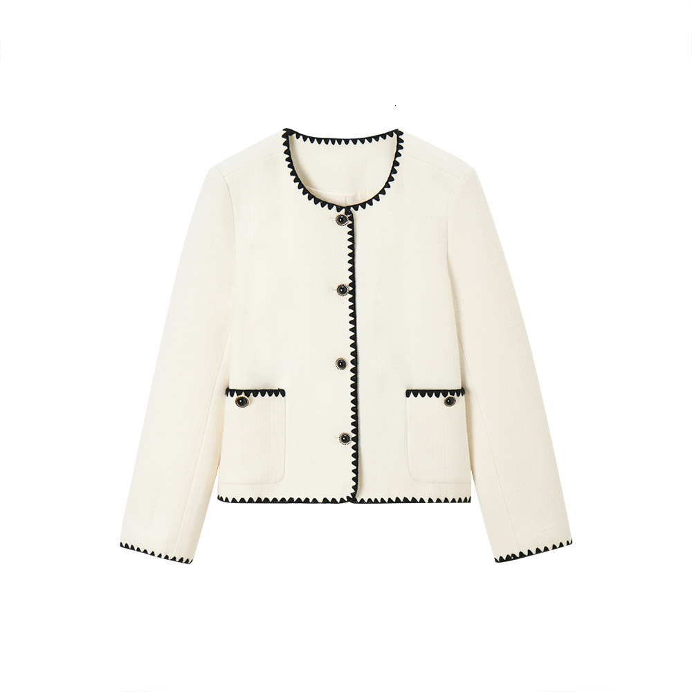 French Classic Elegance Tweed Style Round Neck Women Elegant Socialite High-End Top Jacket 250718