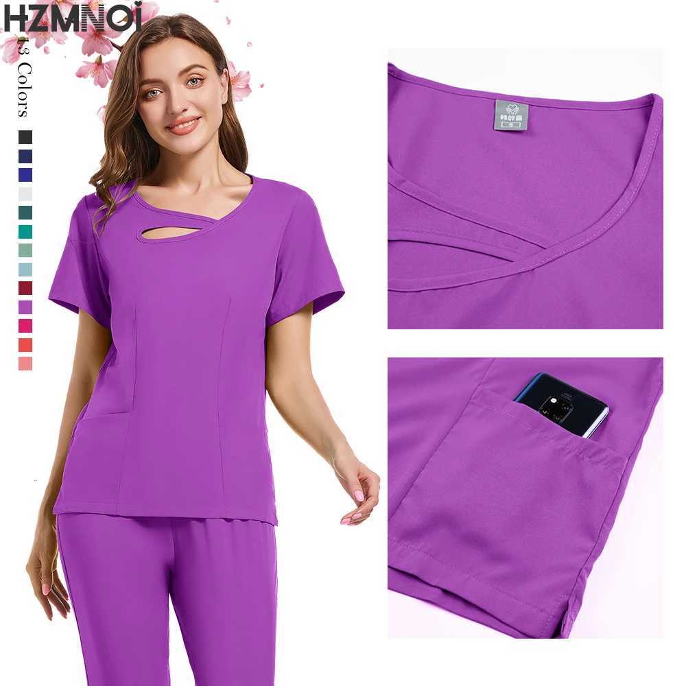 Fashion Women Workwear Scrub Tops+pant Medical Uniform Surgery Scrubs Shirt Short Sleeve Pet Shop Doctor Nurse Nursing Uniform Z250718