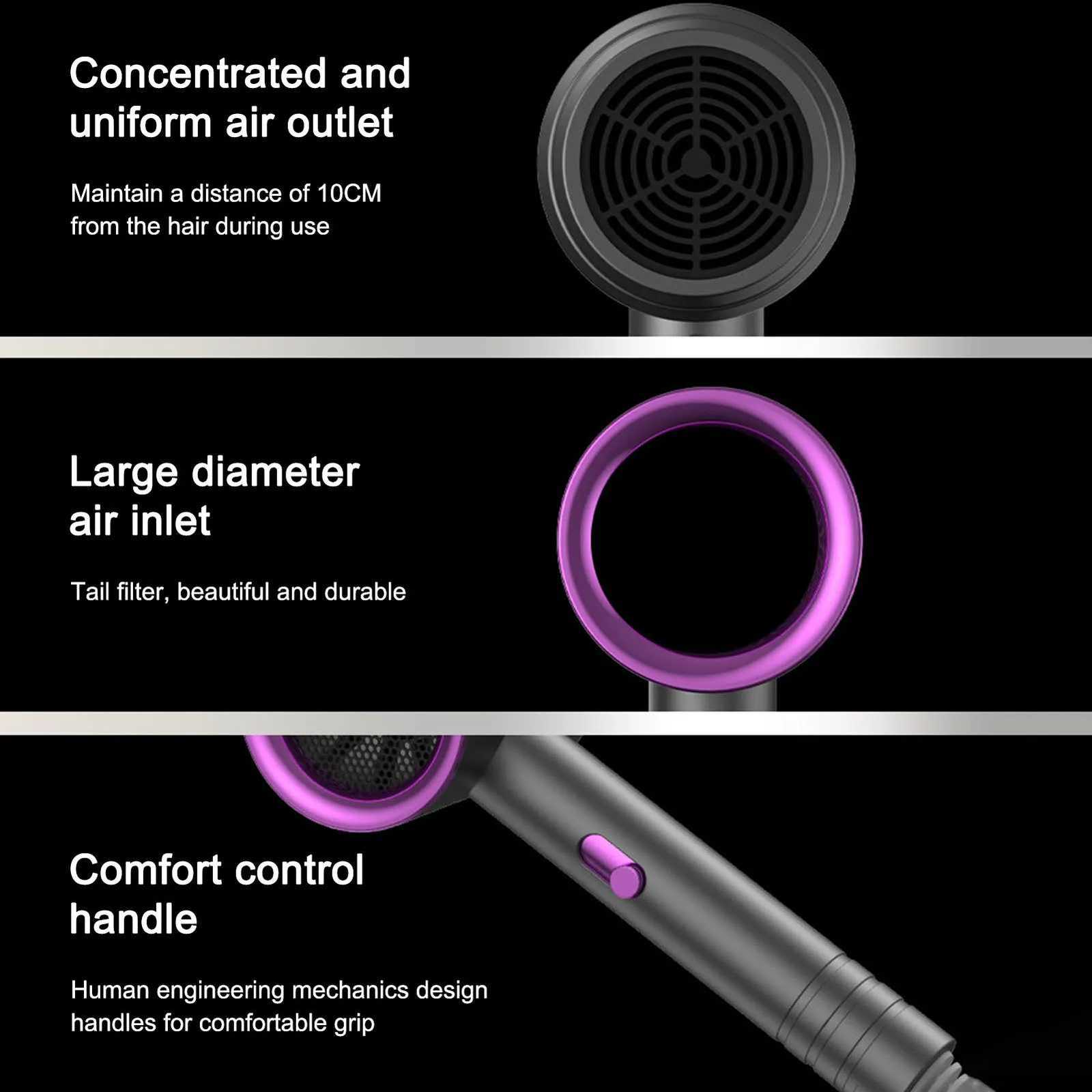 New High-Speed Hair Dryer 800W High-Power Negative Ion Ultra Silent Recommended Professional Hair Dryer for Home Hair Salons W250718