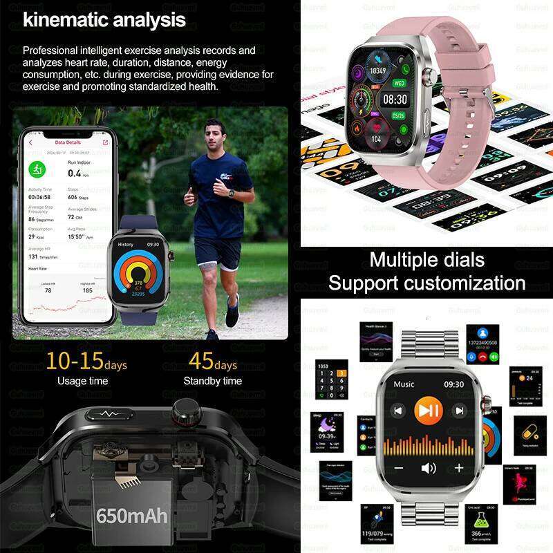 2025 New ECG+PPG Accurate Measure Heart Rate Smart Watch Men Blood Pressure Lipids Uric Acid Bluetooth Call Health Smartwatches free shipping