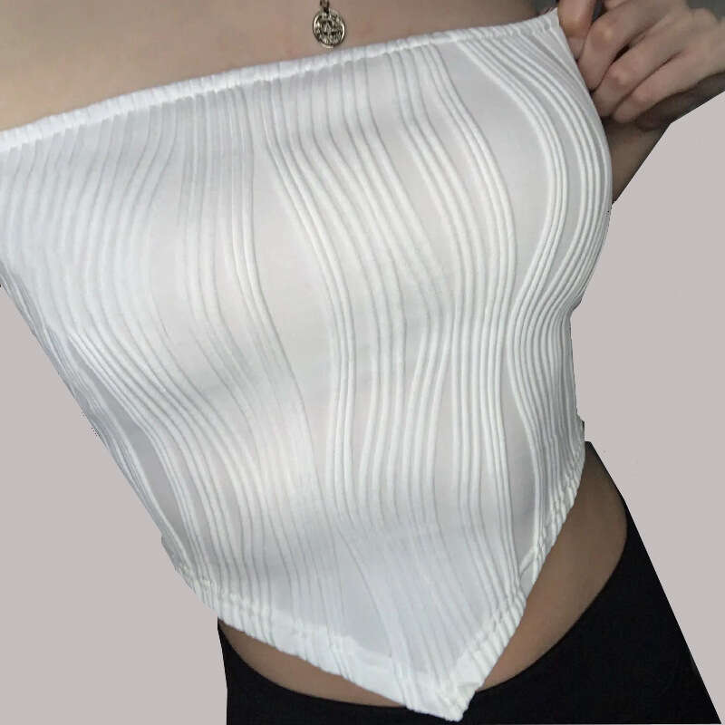 New Summer OL Style Patchwork Slimming Tapered Hem Strapless Vest Women's Fashion B5