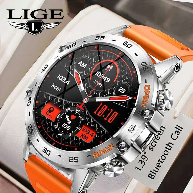 LIGE New1.39" Bluetooth Call Smart Watch Men Outdoor Sport Fiess Heart Rate Health Monitoring Smartwatch for Android IOS Phone free shipping