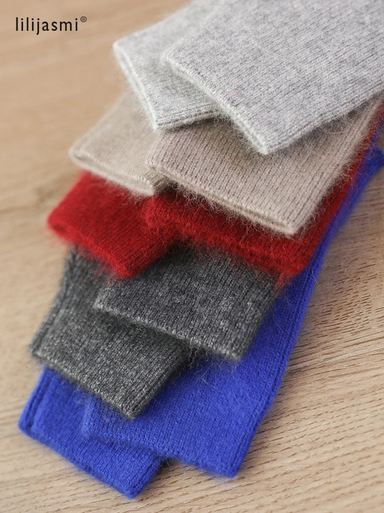 Mink Cashmere Autumn Winter Women Gloves Fingerless Warm Racoon Wool Mittens Wrist Length Thumb Hole Mitts Korean Female Lovely 250715