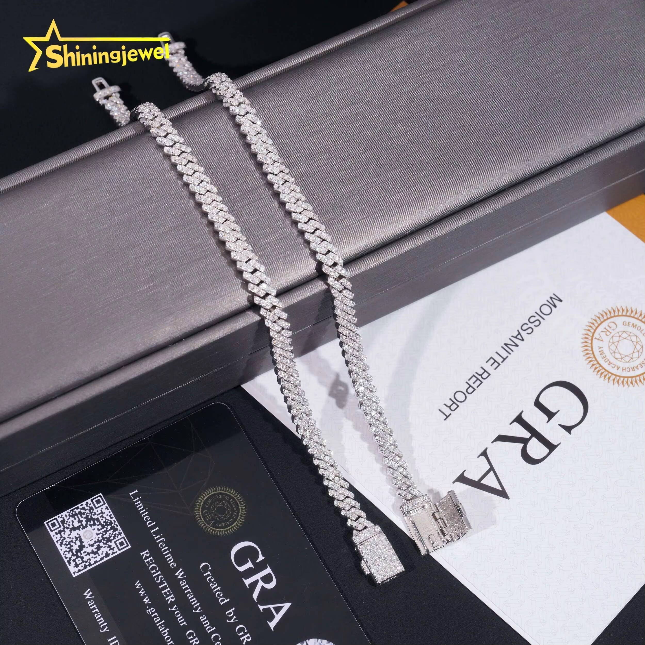 Hip Hop Necklace 5mm Iced Out Moissanite Cuban Link Chain S925 Gold Plated Pass Diamond Test VVS Moissanite Diamond Chain