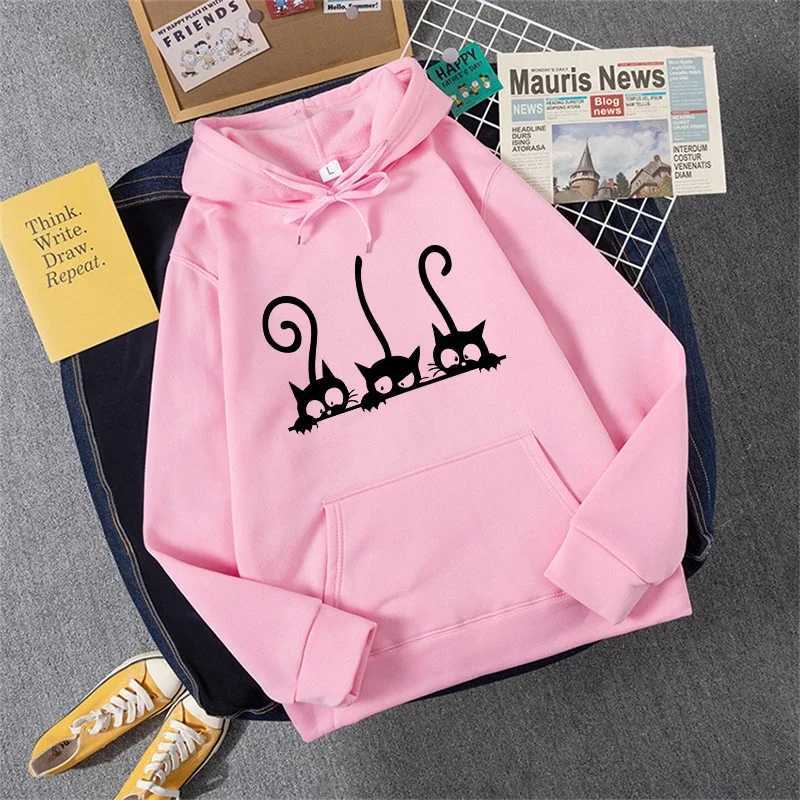 ute Cat Printed Hoodie for Women Al Season Daily Casual Sport Hooded Longsve Pullover Girls Home Outdoor Comfort Sweatshirt XJ250717