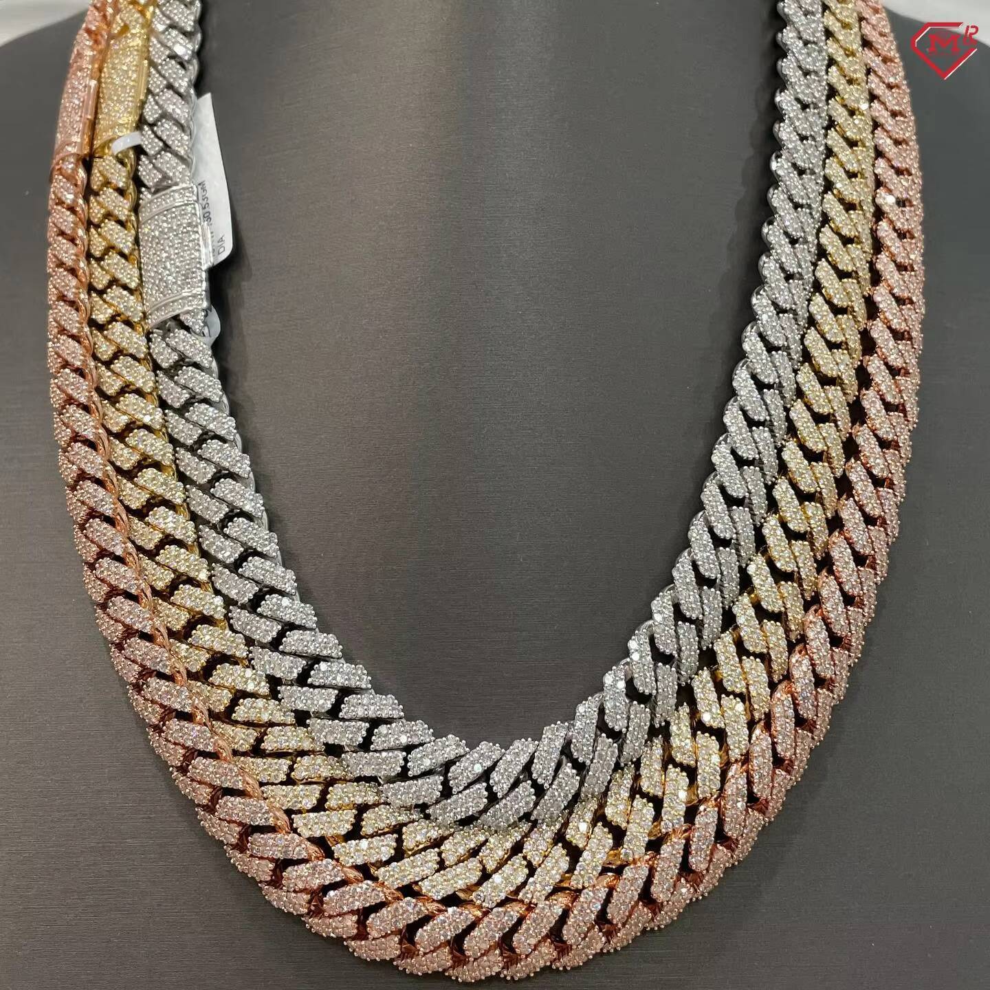 10mm Wholesale Cuban Chain 2 Rows Iced Out Men Chain 925 Silver Vvs Moissanite Cuban Link Chain