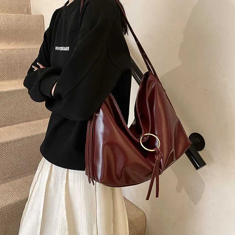 PU Leather Hobo Underarm Bags Trendy Top Handle Sahel Slouchy Shoulder Purse Top Handle Bag Large Work Bags for Women Y250718