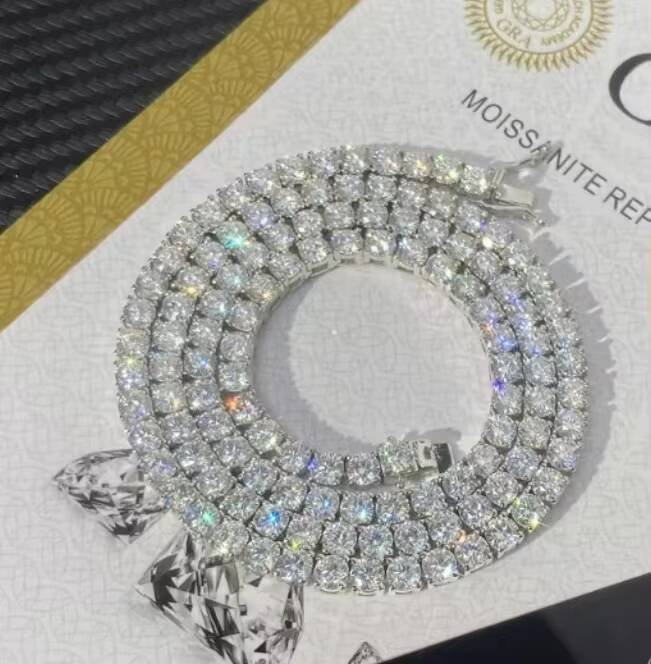 Wholesale Custom Silver Link Chain 3mm 4mm 5mm Tennis Chains for Hip Hop Jewelry Iced Out Fine Jewelry Moissanite Bracelet