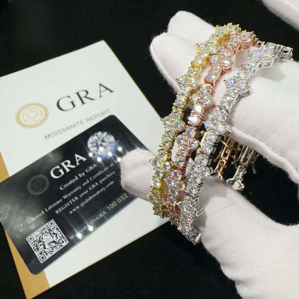 Hot Selling Sterling Sier Lab Dia Iced Out Vvs Moissanite Hip Hop Jewelry Tennis Chain Bracelet