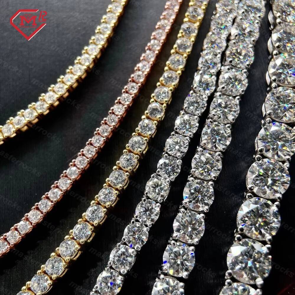 Full Size Moissanite 925 Silver Tennis Necklace Factory Price Iced Out Moissanite Diamond Tennis Chain