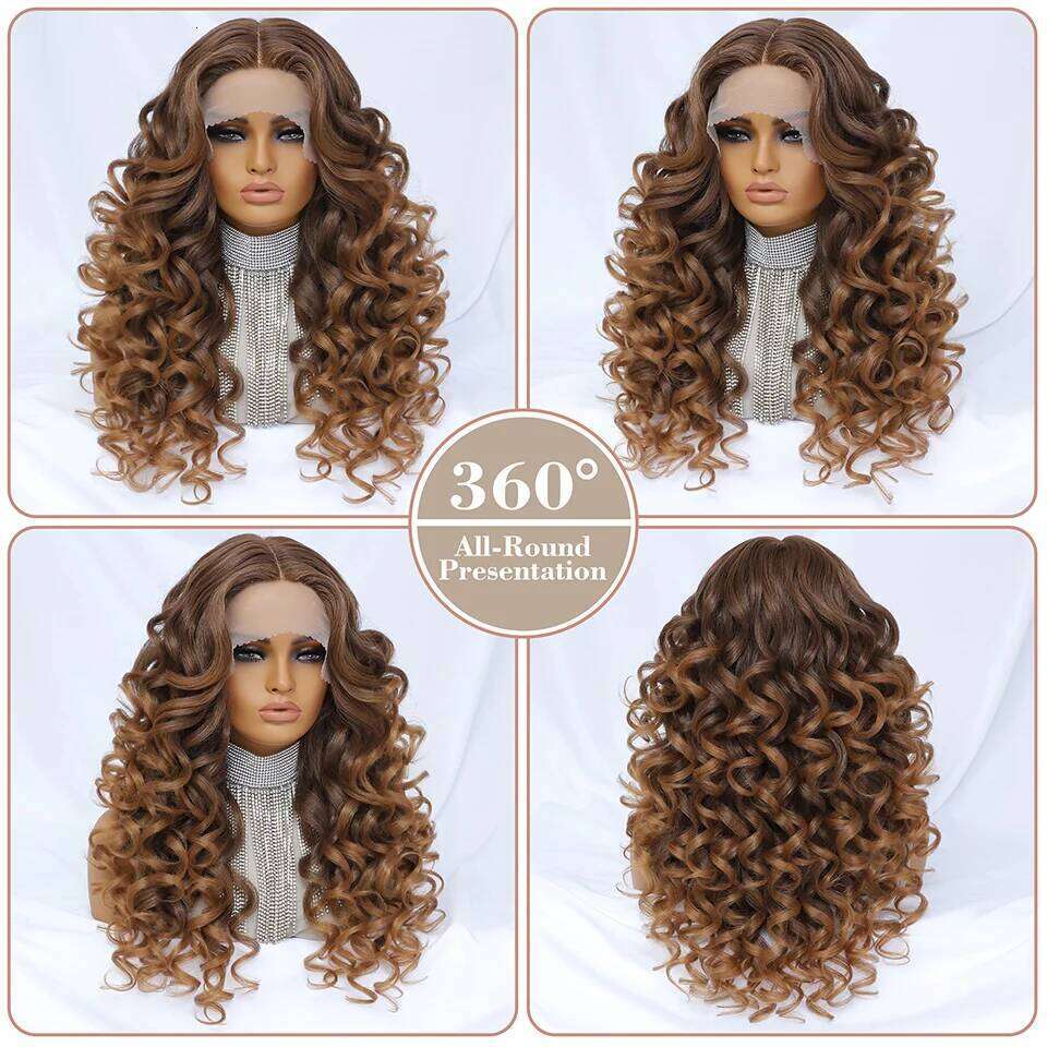 Black Brown Curly Synthetic Front Wigs For Women Blonde Orange Female Lace Wig 13X4x1 Cosplay Hair Daily Use
