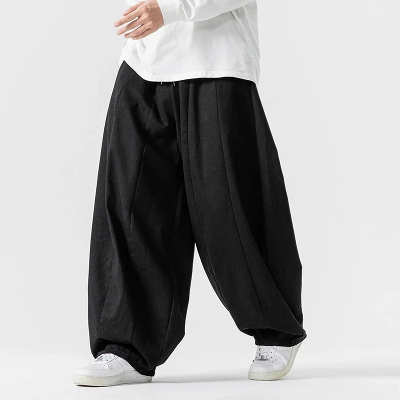 Men Casual Pants Fall Japanese Styles Loose Vintage Warm Mens Lantern Pants Male Oversize Fashion Wide Leg Trousers Streetwear 250715