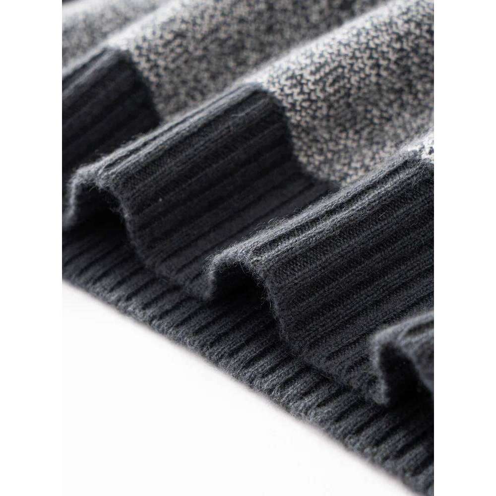 High Quality Men Sweater Mock Neck Striped Pullover Autumn Winter Thick 100% Cashmere Knitwear Soft Warm Clothing Tops