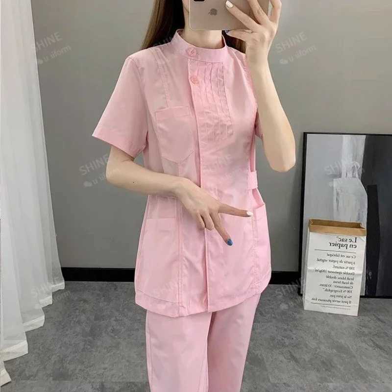 white Medical Uniforms Women Nursing Clothes Beauty Costume Nurse Scrubs Sets Doctor Dentist Workwear Clinical salon Tops Pants Z250718