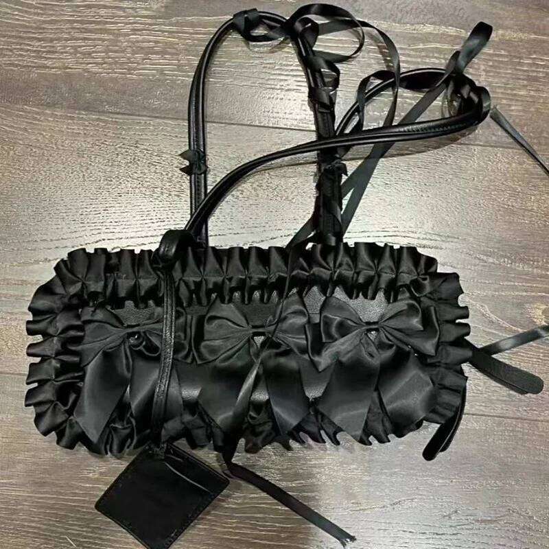 Gothic Women Handbags Fashion Lace Bow Girl Underarm Shoulder Bag Designer Subculture high-capacity