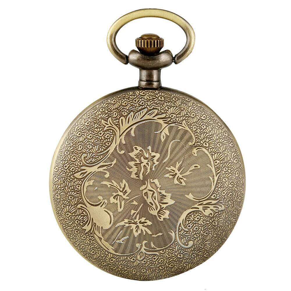 free shipping Bronze Retro Roman Numerals Display Quartz Pocket Watch Vintage Pendant Clock for Men Women Fob Sweater /Hanging Chain