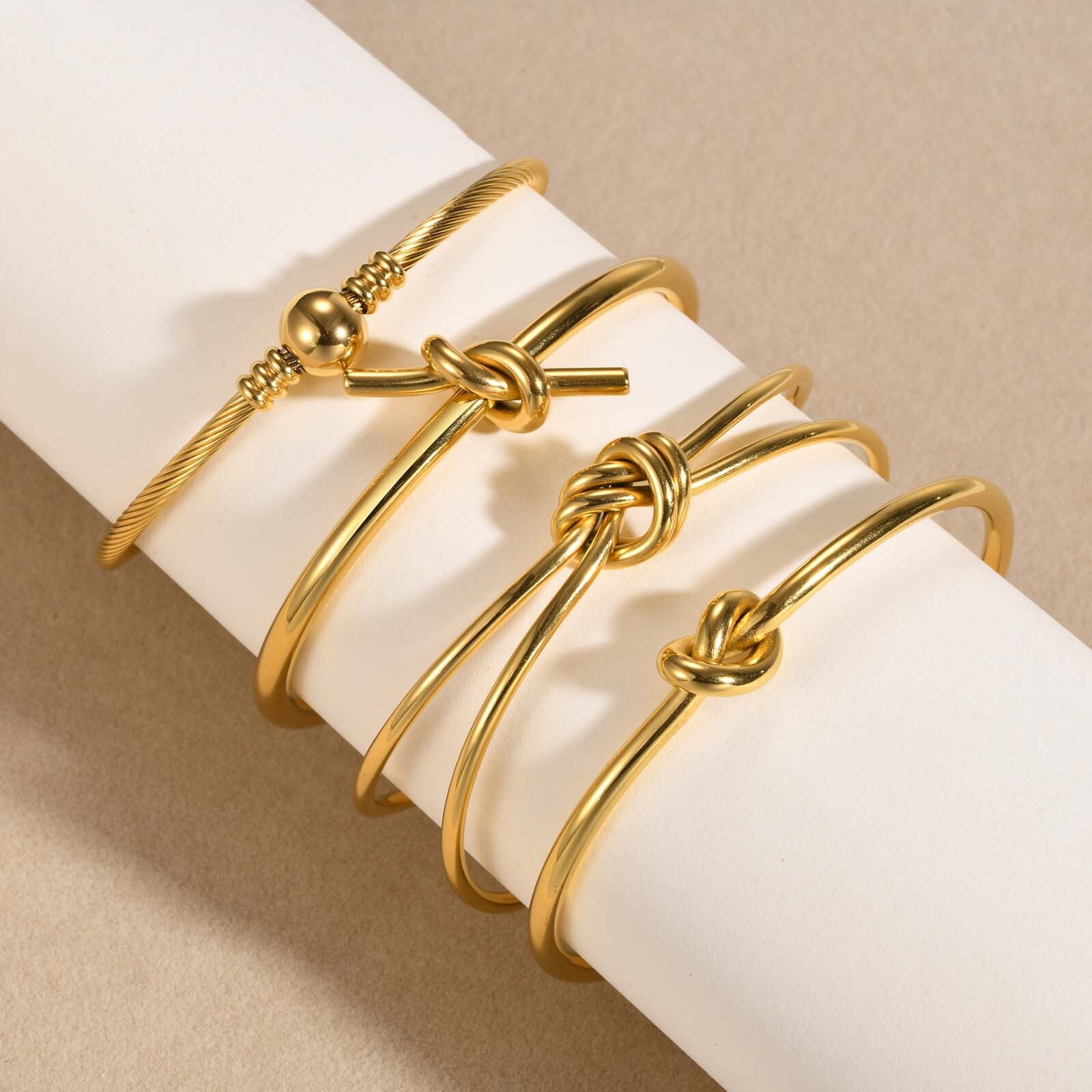 Stainless Steel Open Knot Women's Fashion Bracelet Jewelry Simple Style Hand Accessories ddmythur