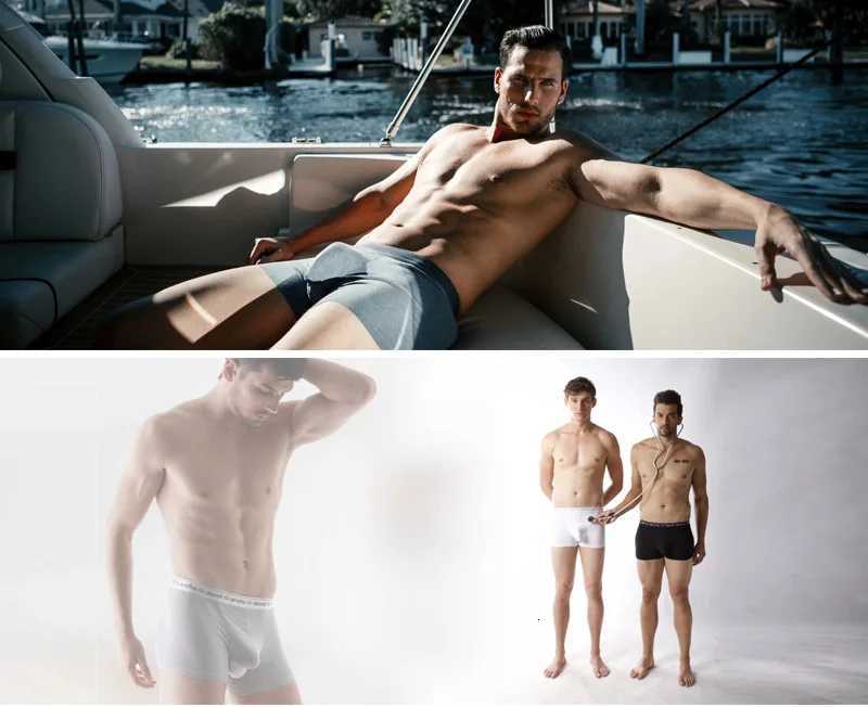 2025 David Archy Mens Underwear Modal Pouches Boxer Briefs With Fly Soft Breathable Dual Pouch Mens Boxers Sweatpants Quick X2507181