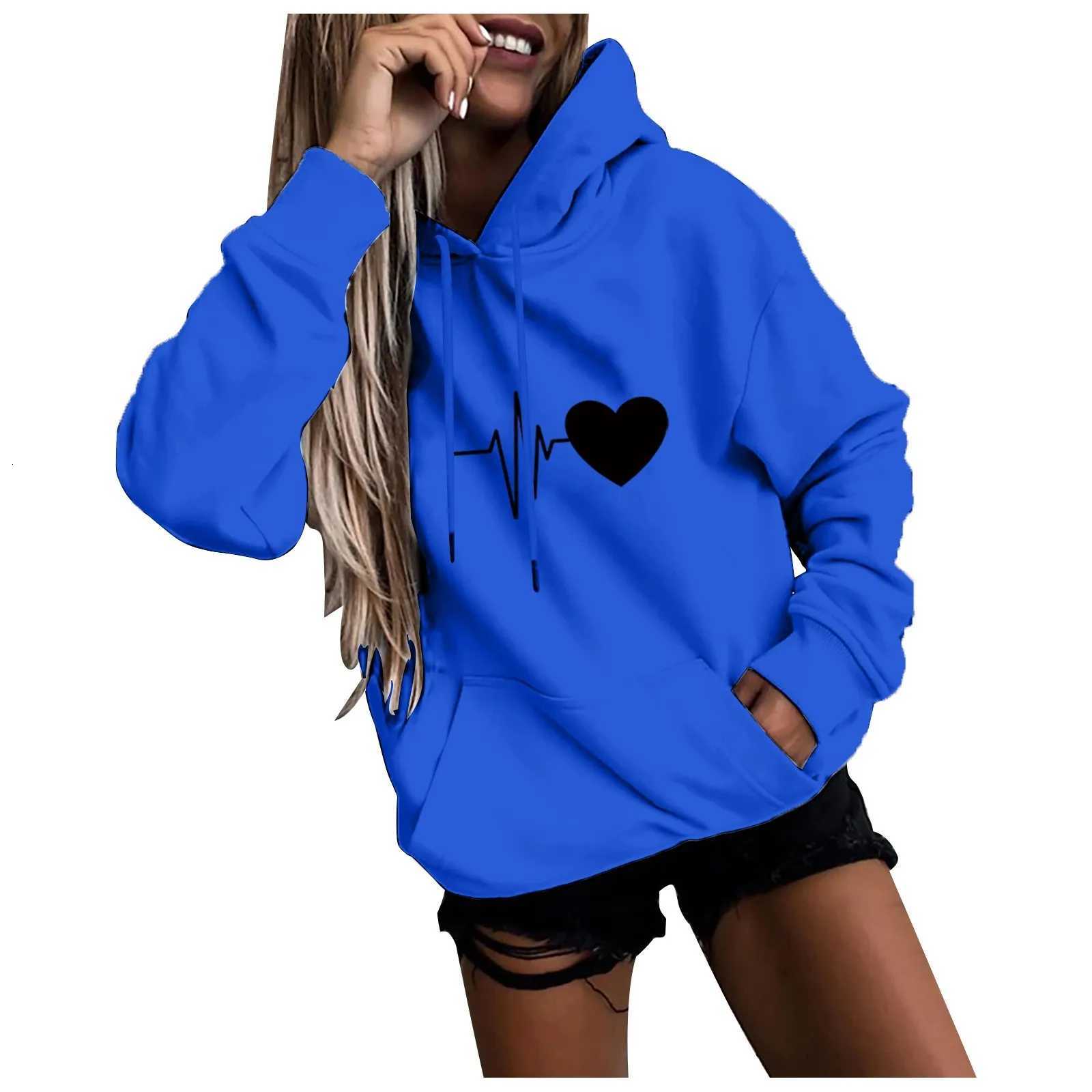 2023 Womens Hoodies Tops Long Sleeve Sports Blouse Spring Fashion Fun Print Sweatshirts Solid Casual Loose Hooded Sweatshirt XJ250717