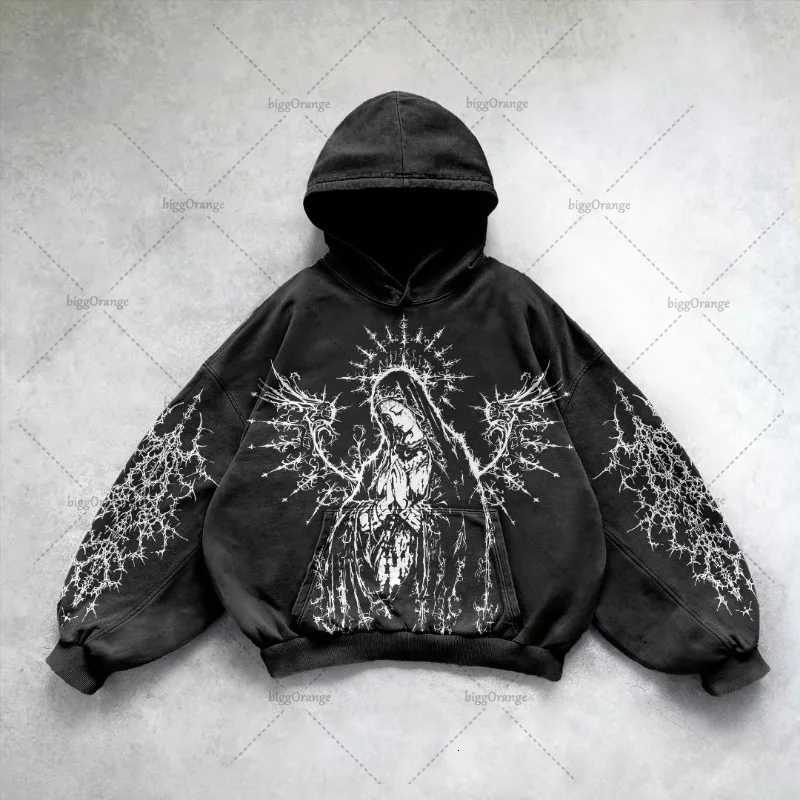 Gothic Punk Style Retro Harajuku Y2K Clothing American Hip-Hop Street Anime Print Hoodie Men Trendy Casual Oversized Sweatshirt X250718