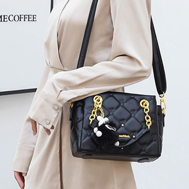 new arrival! Multi compartment large capacity handbag, cute style single shoulder ten font women's small square bag