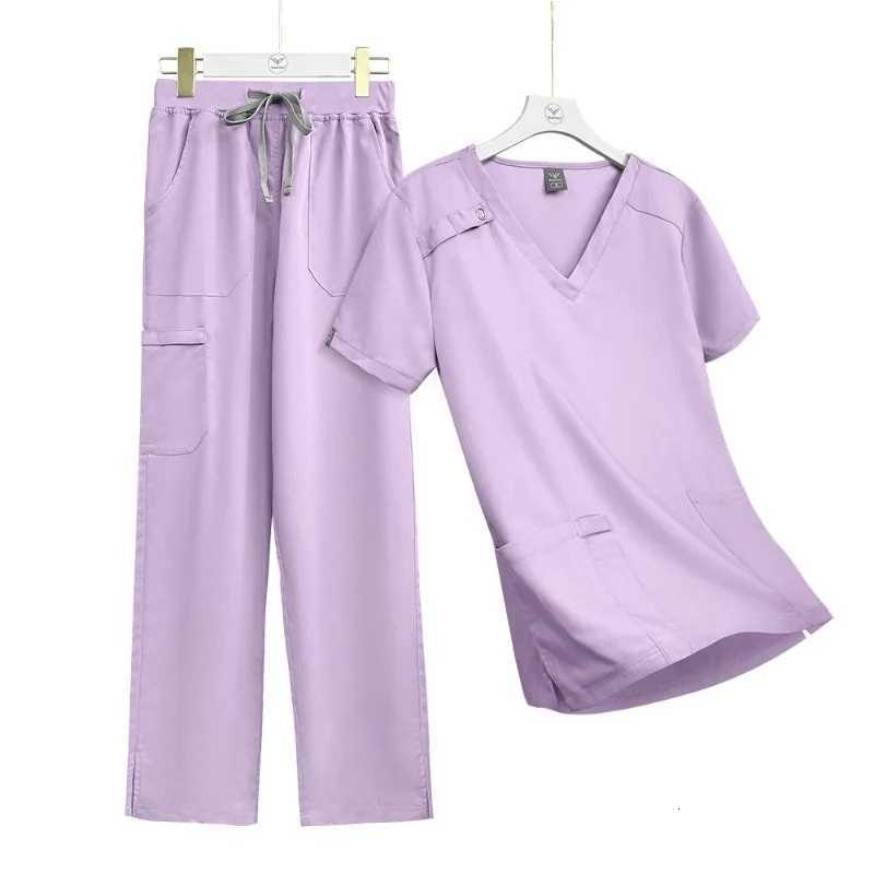 High-quality Nurse Suit Multi-color Elastic and Comfortable Hot-selling Doctor Nurse Work Clothes Set V-neck Short Sleeves Z250718