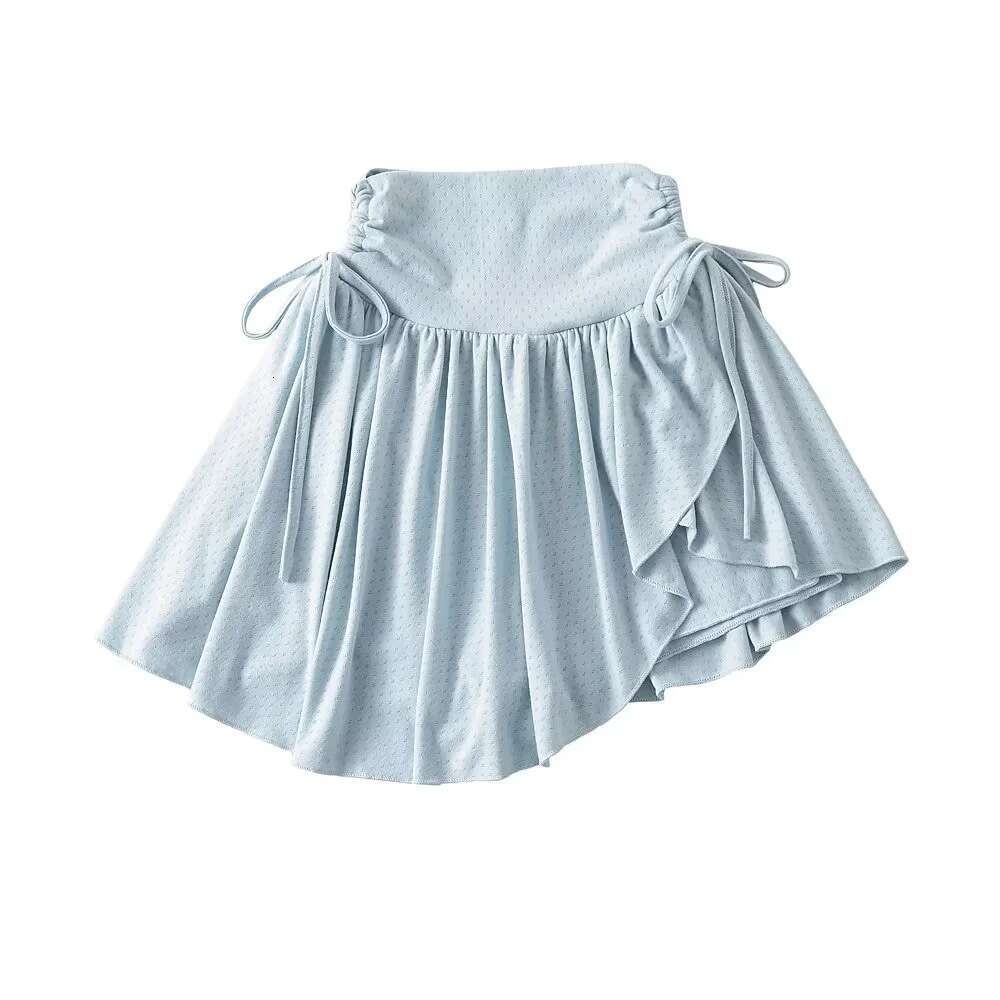 Puffy Half For Women With Drawstring, Pleated A-Line Short Pants, High Waist, Anti-Exposure, Irregular Skirt B5