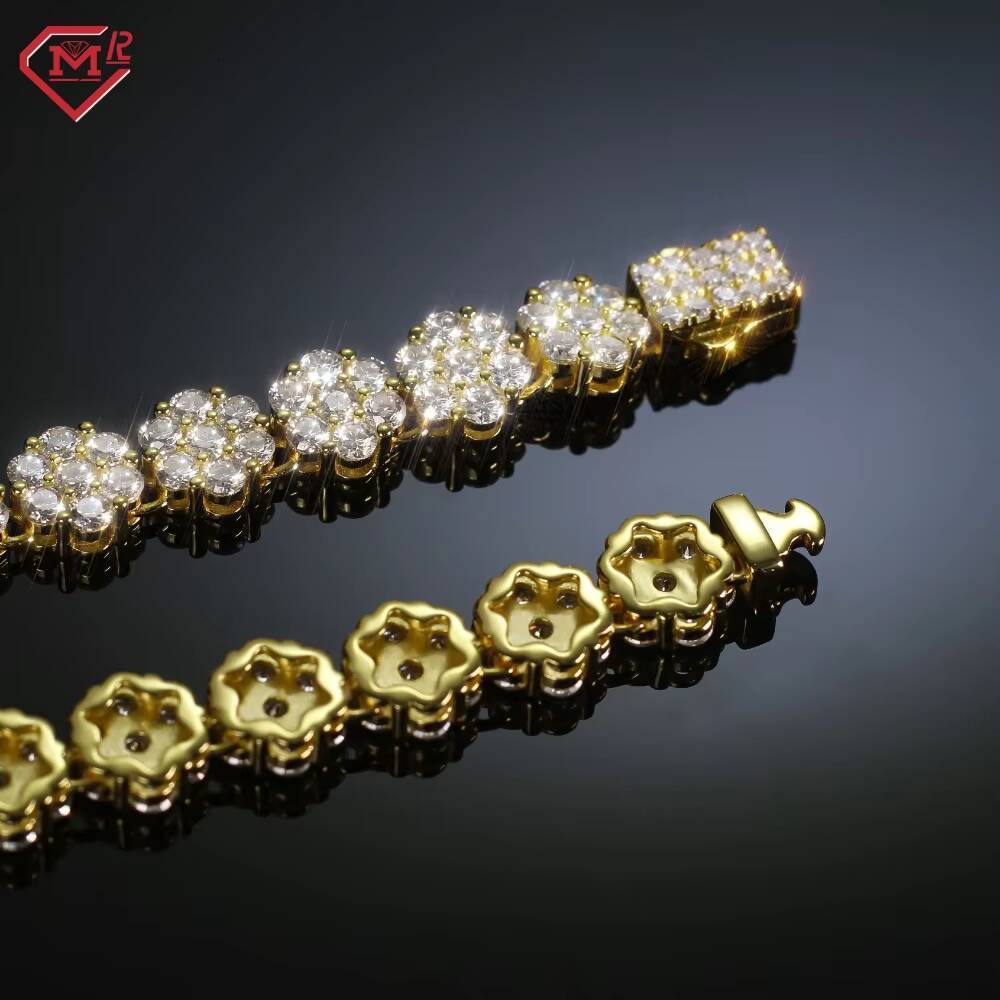 7MM Tennis Chain Necklace Customized Flower Shape S925 Hip Hop Jewelry Moissanite Tennis Chain