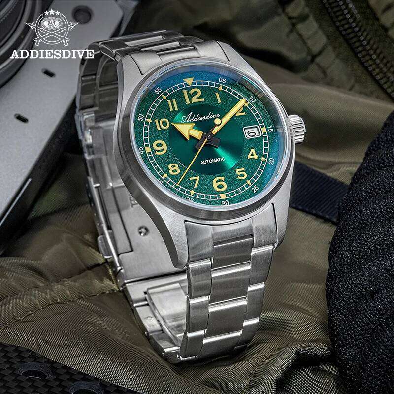 ADDIESDIVE New For Men Sapphire NH35 Automatic 39mm Sunburst Dial Retro Luminous Dress WristWatch 200m Waterproof Watch free shipping