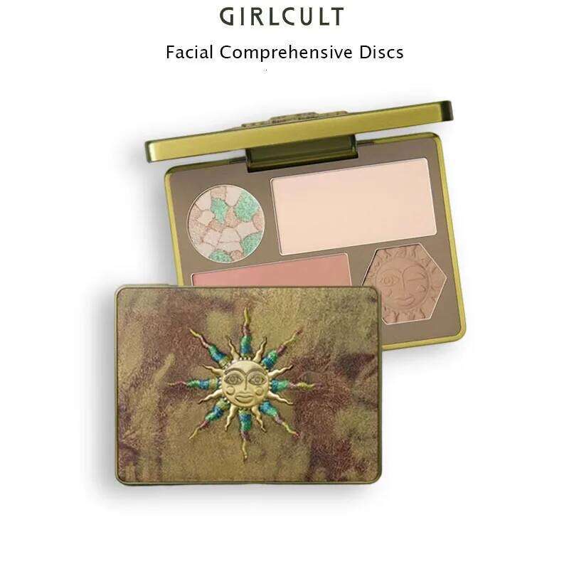 Girlcult Facial Comprehensive Powder Cream Disc Blush Highlighter Contour Bronzer All-in-one Palette Water Light Finish Makeup X25071
