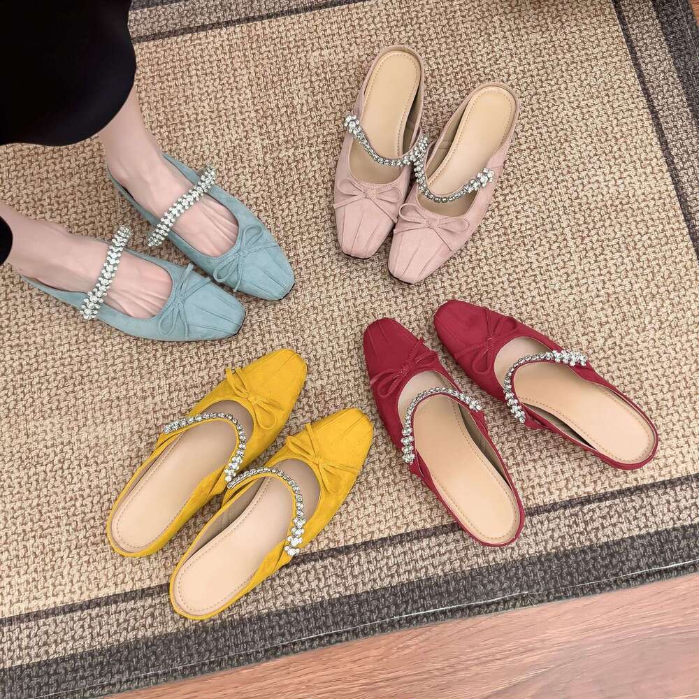 2025 Summer New French Style Petite Height-Increasing Ballet for Women with Bowknot Slip-On Flats