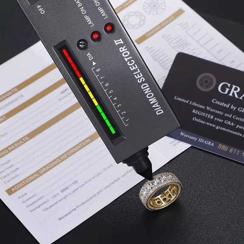 Top Quality 4mm 0.3 CT Moissanite Diamond Rings For Men Sterling Silver 925 Bling Gold Plated 18K White Hip Hop Jewelry