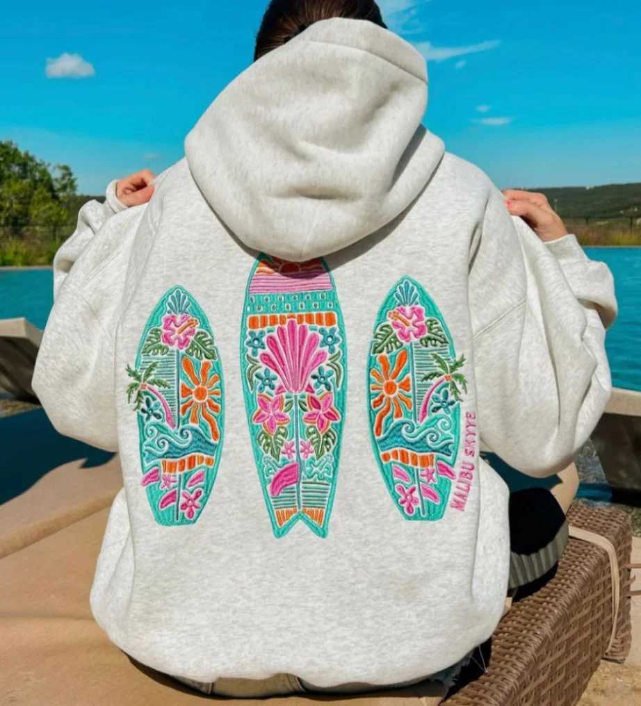 2025 American Retro Trend New Simple Floral Letter Print Pattern Pullover Hoodies Casual Sweatshirt Loose Comfortable Sportswear XJ250717