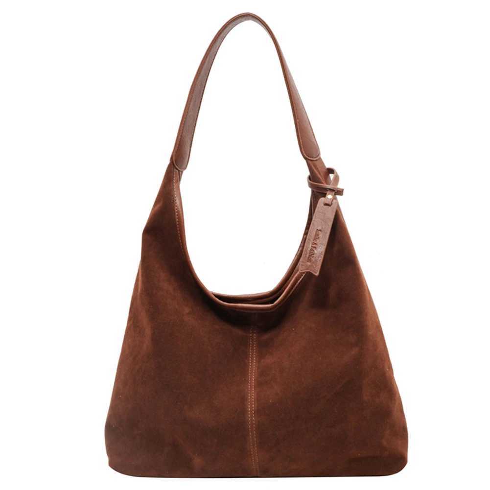 Women Suede Hobo Bag Slouchy Shoulder Bag Magnetic Closure Handbag Large Capacity for Work Travel