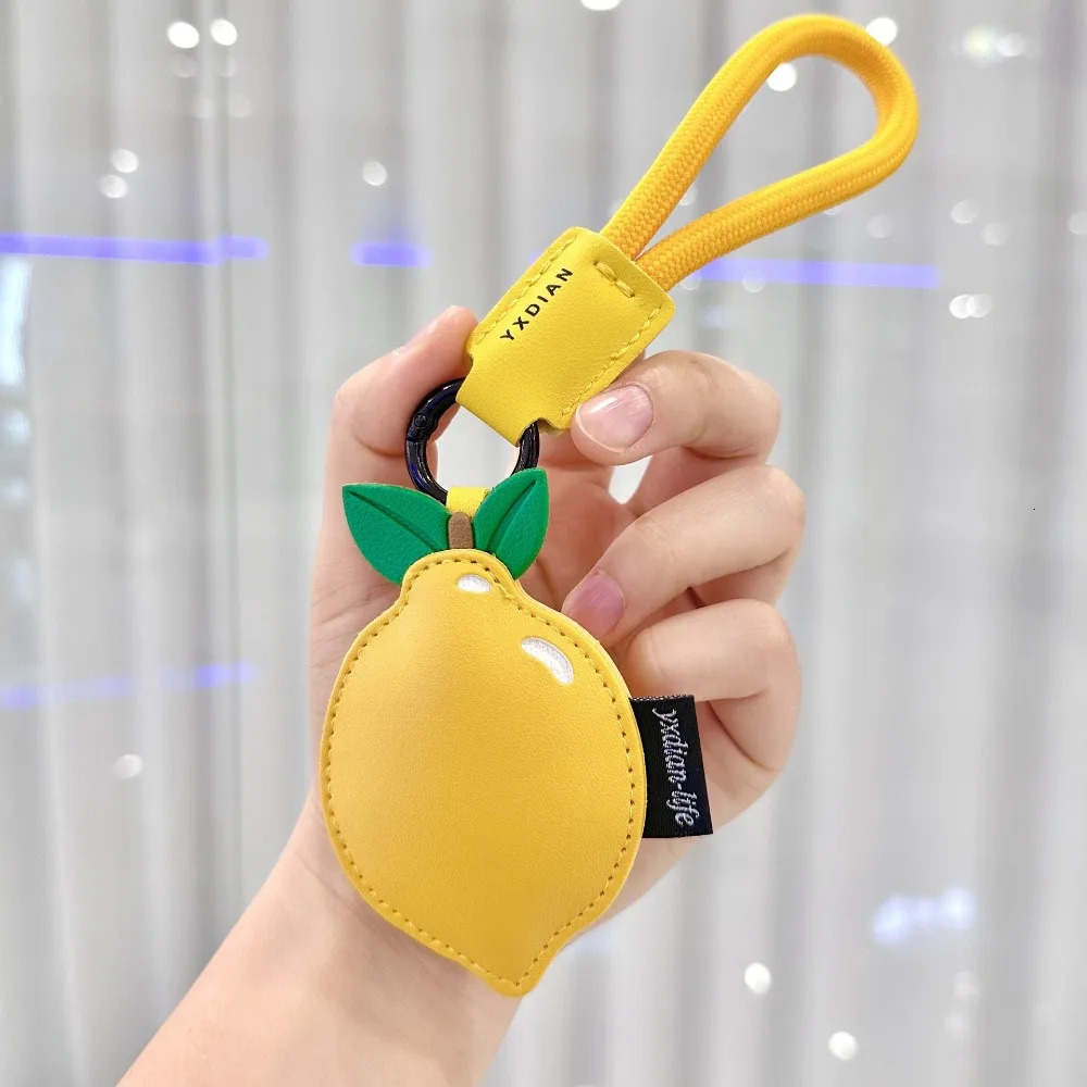 ute Fruit Cherry Keychain Cartoon Lemon PU Leather Bag Pendant Birthday Gifts Peach Car Keyring for Girls/Boys 250717