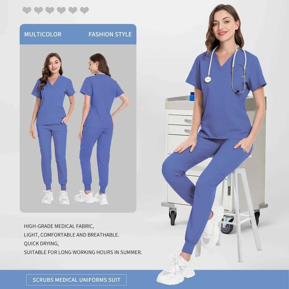 Wholesale Health Service Nursing Uniform Set Costume Women Jogger Suit Spandex Fashion Nurse Accessories Medical Workwear Unisex Z250718