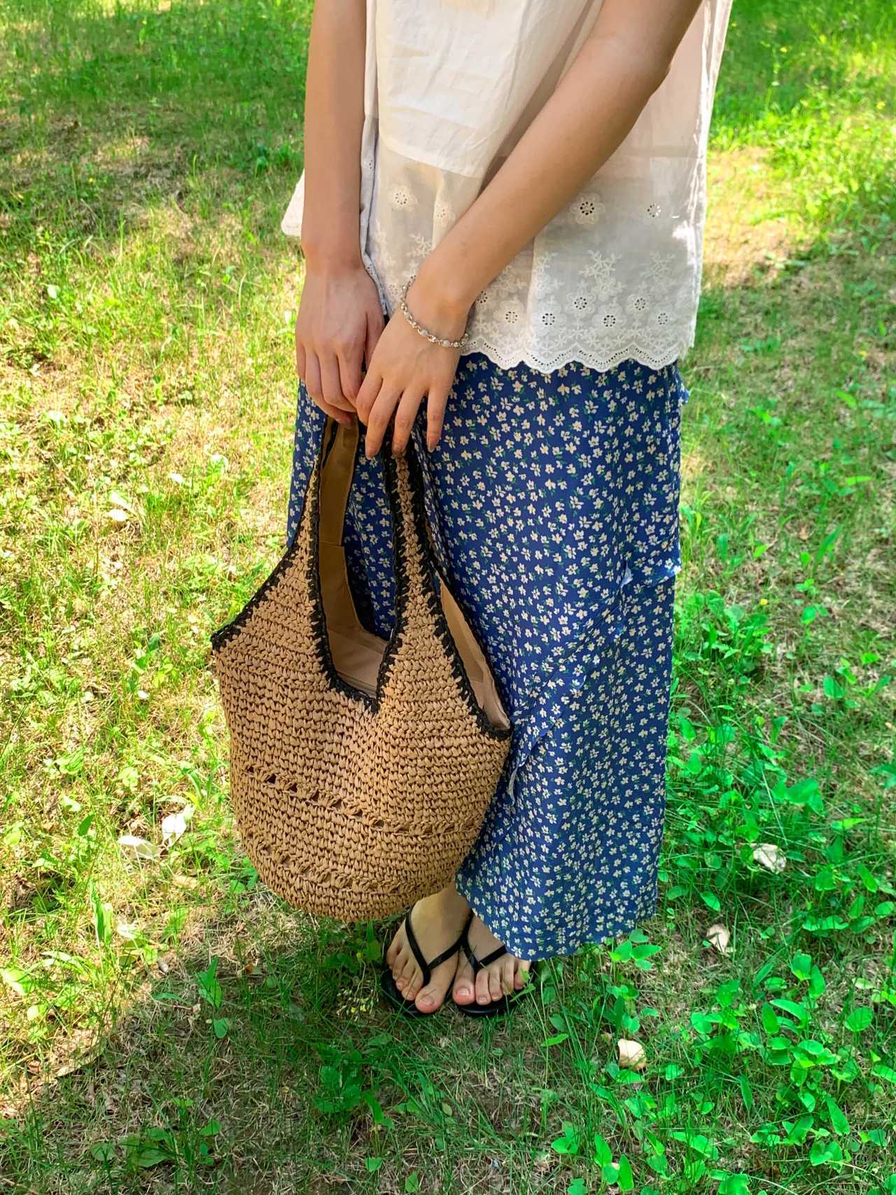 Cross-border Large Capacity Laid-back Bohemian Style All-Mah Womens Underarm Hand-woven Bags Cotton-linen XJ250718