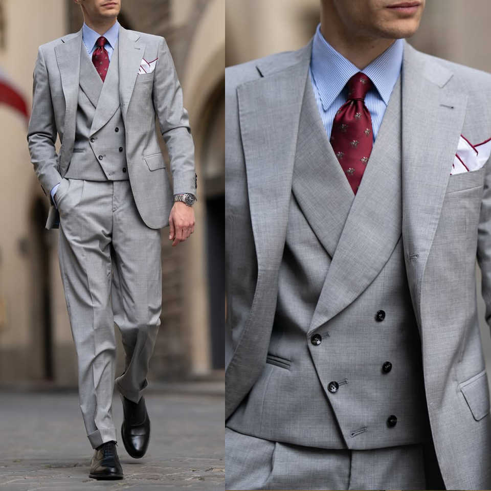 Formal Solid Groom Wedding Tuxedo Men's Suit 3 Piece Blazer Pants High-quality Tuxedos Banquet Party Customized