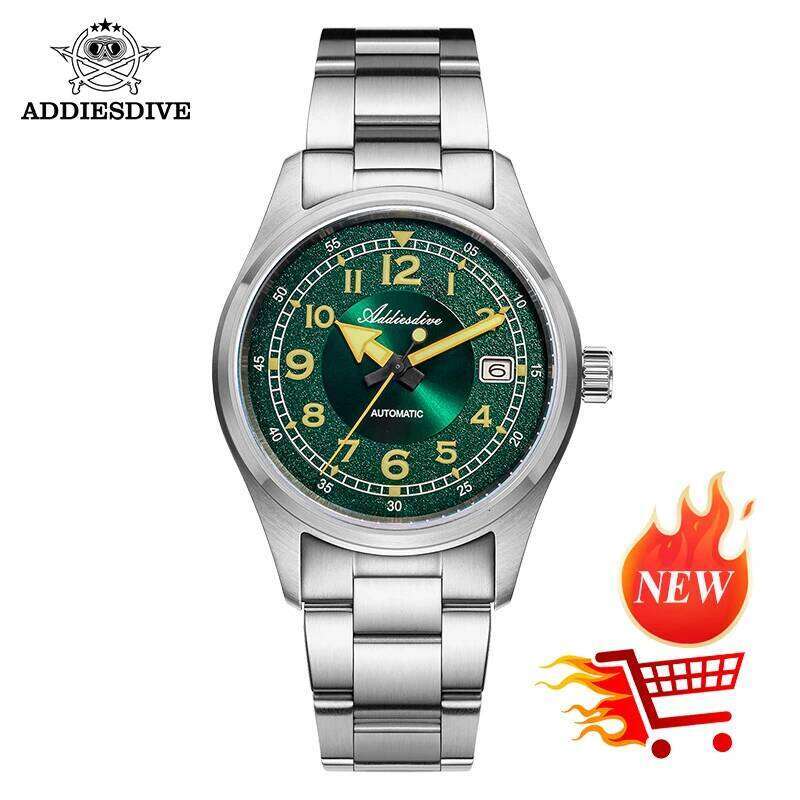 ADDIESDIVE New For Men Sapphire NH35 Automatic 39mm Sunburst Dial Retro Luminous Dress WristWatch 200m Waterproof Watch free shipping