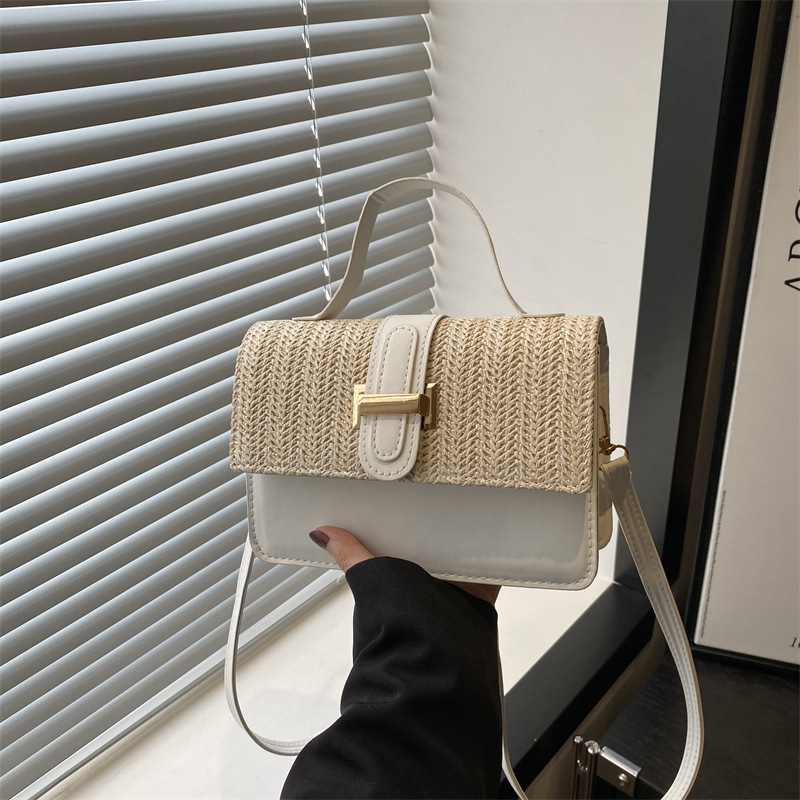 2025 Summer New Women's Single Shoulder Crossbody Bag Straw Woven Women's Bag New women's Simple Fashion Crossbody Bag Small Square Bag