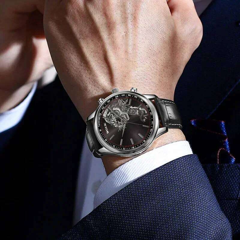 free shipping 2024 New Fashion Tiger Watch WOKAI Wristwatches Casual Leather Band Quartz Watches Men Cheap Price Dropshipping Montre