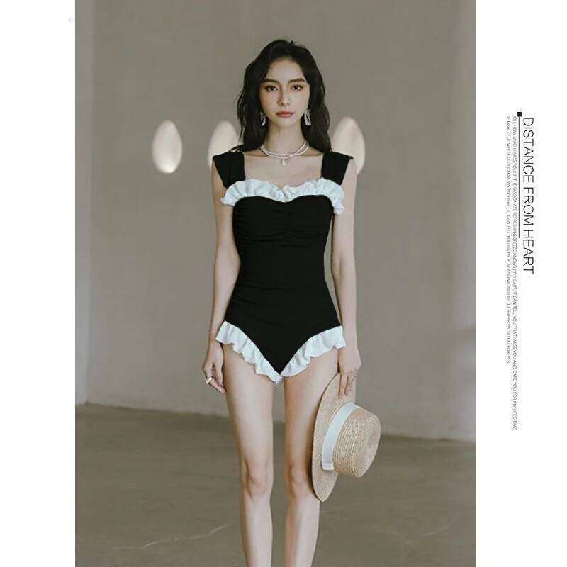 2025 New Fashionable Slim Solid Color Summer Pit Cloth Swimsuit