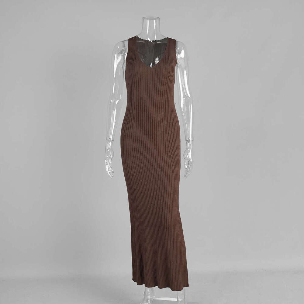 Strap Summer New Wide Shoulder Inner Long Slim Fit Knitted Dress B5