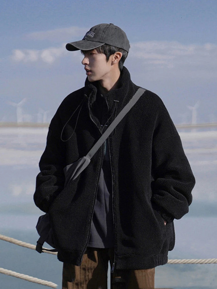 Unisex Warm Fur Korean Lamb Wool Particles Bigh Thicken Winter Trendy Men Heating Padded Jacket Women Preppy Casual Wear 250715