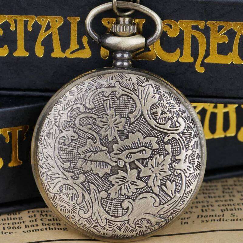 free shipping Vintage Arabic numerals face hollowed-out carving jade quartz pocket watch Bronze elegant style ladies gift clothing a