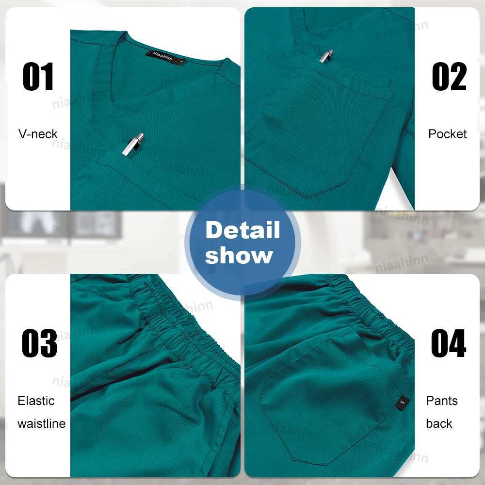 Niaahinn Scrub Workwear Multicolor Surgical Gown Men Women Hospital Doctors Nurses Accessories Dental Clinic Scrubs Z250718