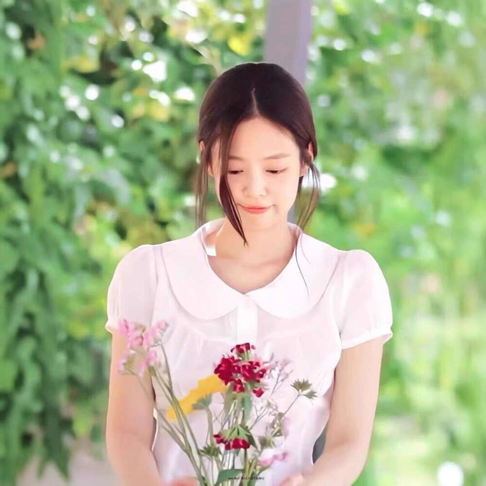 Jennie Style White Doll Collar Puff Sleeve T-Shirt For Women French Waist Tie Sweet Top B5