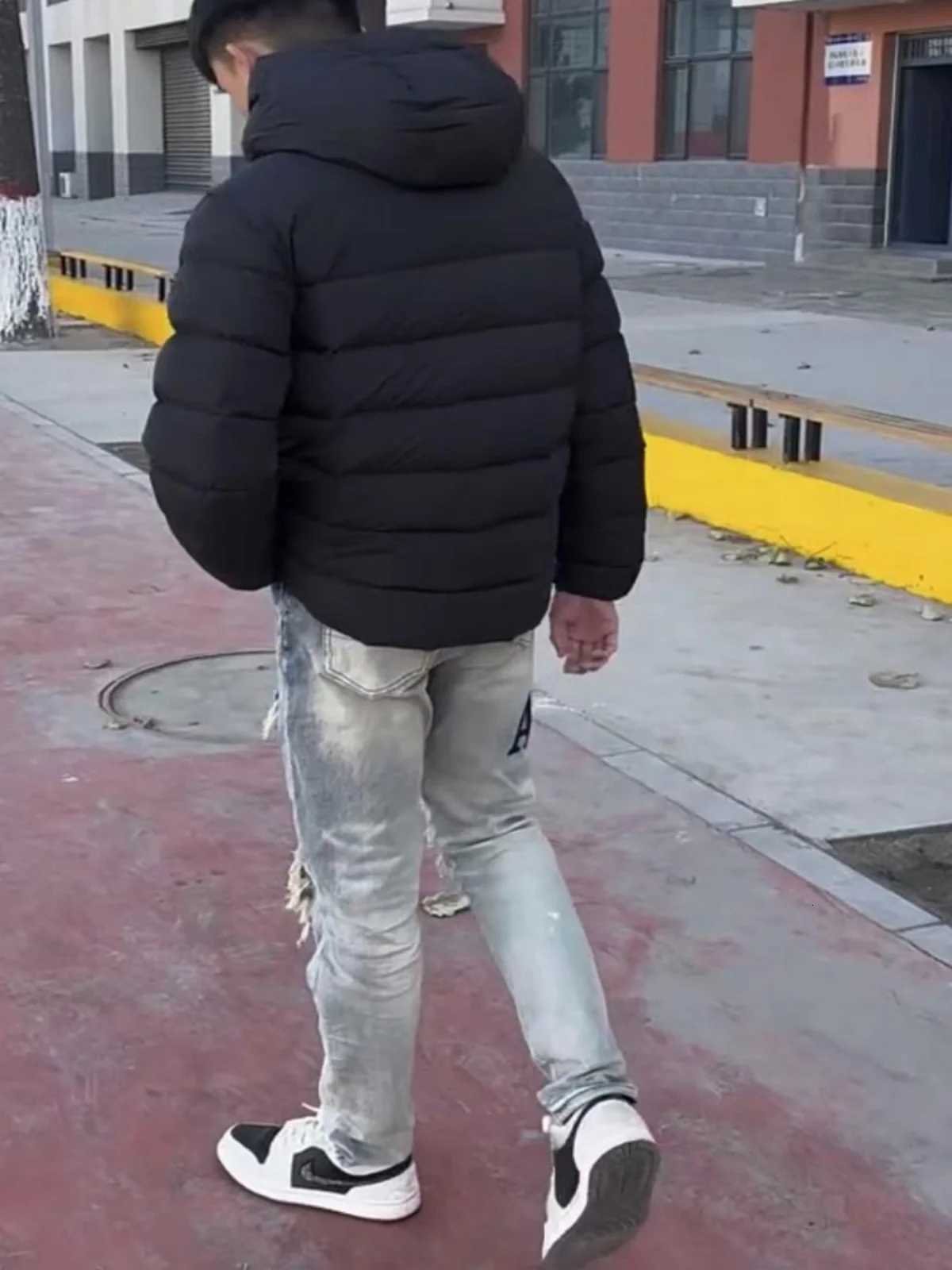 Slim Fit Black Letter Fake Hole Patch Tassel Jeans Long Pants Trendy Youth Casual Wear Middle Waist Zipper Closure Versatile X250718