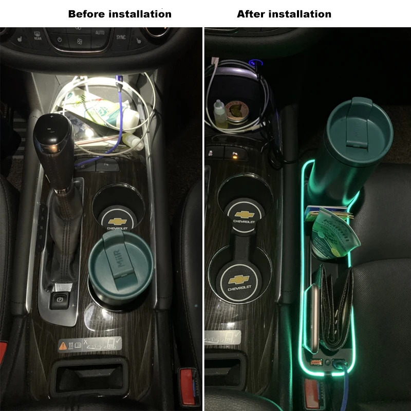 LED Car Seat Crevice Storage Box Car Organizer Seat Gap Filler Cup Holder With 2 USB Charger Stowing Tidying Car Accessories 250715