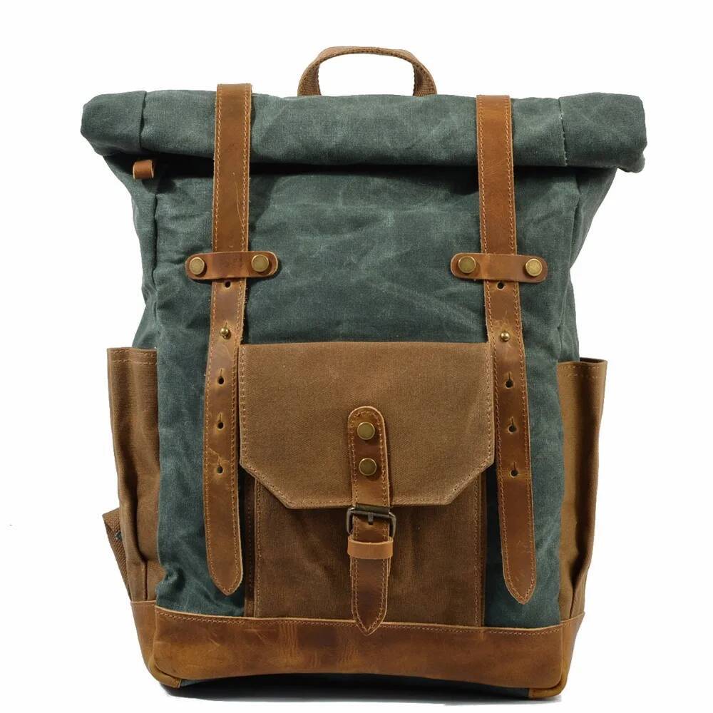 new waxed Canvas for Men school Bag laptop vintage Backpack Women Rucksack Male Knapsack Bagpack mochila feminina 2020 high-quality